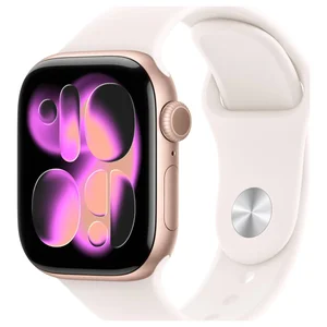 Apple Watch Series 11 GPS 42mm Smartwatch, Sleep Score, Fitness Tracker, Health Monitoring, Always-On Display, Water Resistant, Rose Gold Aluminum Case with Light Blush Sport Band S/M