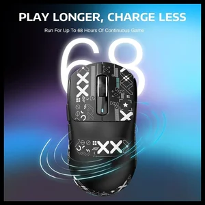 Attack Shark X3Pro Gaming Mouse, Tri-Mode Wired 2.4GHz BT, PAW3395 Optical Sensor, 26K DPI, 7 Buttons, Black with Sticker