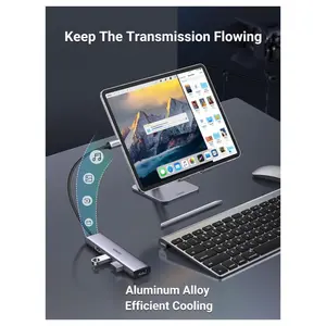 Ugreen Aluminium USB-C Hub 4 Port USB 3.0 Multiport Splitter, 5Gbps Fast Transfer, Aluminum Alloy Cooling, Flexible Nylon Cable, 20841