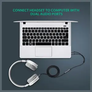 Ugreen Headphone Splitter, 3.5mm Female to 2 Dual 3.5mm Male Braided Audio Splitter Cable Microphone Stereo Jack Adapter Black 20899