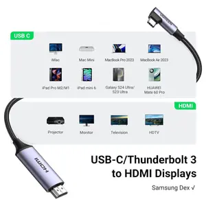 Ugreen USB-C to HDMI Cable, 4K At 60Hz, Thunderbolt 4/3 To HDMI, 1.5m, Gray Black 50570
