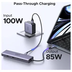 Ugreen Revodok 9-in-1 USB-C Hub Gigabit Ethernet Adapter, 4K@60Hz HDMI, 100W PD Charging, 5Gbps Data Transfer Speed, SD/TF Card Reader, 2 USB-C and 2 USB-A 3.0, 15375