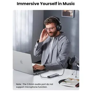 Ugreen USB C Hub USB-C 10-in-1 Dongle Dual Monitor 4K 30Hz HDMI and VGA 1Gbps Ethernet 100W PD 3x USB-A 3.0 SD and Micro SD 3.5mm Audio Jack 15601