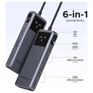 Ugreen UNO 6 In 1 USB-C HUB, 10Gbps USB-C and USB-A, 4K@60Hz HDMI, 100W Power Delivery, 35998