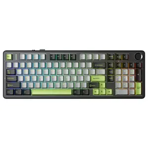 Aula F99 Pro Mechanical Keyboard, 96% Layout, GrayWood Switch, RGB, Black Gray Green