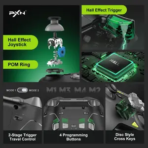 PXN P5 Gaming Controller, 2.4G Wireless, Hall Effect Joystick, Hall Triggers, 1000Hz Polling Rate, Tri-Mode 2.4G BT SW, Black