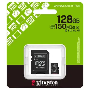 Kingston Canvas Select Plus MicroSD Card 128GB Up To 150MB/s Class 10 UHS-I U1 V10 A1 SDCS3/128GB