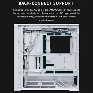 Lian Li LANCOOL 217 INF Infinity Mirror Computer Case Mid-Tower PC Gaming Case, Tempered Glass, White