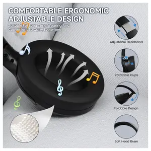 ATTACK SHARK G300 Wireless Over-Ear Headphones, Active Noise Cancelling, Bluetooth 5.3, Built-in Mic, Black