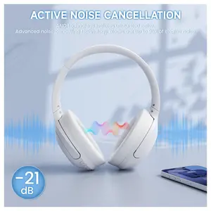 ATTACK SHARK G300 Wireless Over-Ear Headphones, Active Noise Cancelling, Bluetooth 5.3, Built-in Mic, White