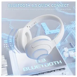 ATTACK SHARK G300 Wireless Over-Ear Headphones, Active Noise Cancelling, Bluetooth 5.3, Built-in Mic, White