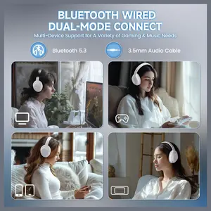 ATTACK SHARK G300 Wireless Over-Ear Headphones, Active Noise Cancelling, Bluetooth 5.3, Built-in Mic, White