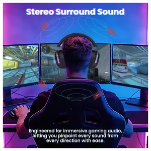 ATTACK SHARK G800 Wireless RGB Gaming Headset, 7.1 Surround Sound, 50mm Drivers, 2.4GHz Bluetooth Wired, Black