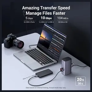 Ugreen Docking Station Triple Display 12-in-1, 8K, 2 HDMI, DP, 10Gbps USB-C and USB-A 3.2, 100W PD, Ethernet, Audio, SD and TF Card Reader