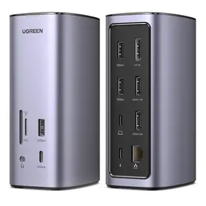 Ugreen Docking Station Triple Display 12-in-1, 8K, 2 HDMI, DP, 10Gbps USB-C and USB-A 3.2, 100W PD, Ethernet, Audio, SD and TF Card Reader