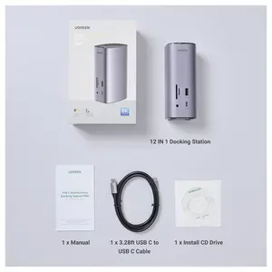 Ugreen Docking Station Triple Display 12-in-1, 8K, 2 HDMI, DP, 10Gbps USB-C and USB-A 3.2, 100W PD, Ethernet, Audio, SD and TF Card Reader