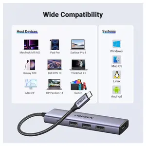 UGREEN 5-in-1 USB C Hub, 4K At 60Hz HDMI, 100W PD, 3 USB-A 3.0, 5Gbps, 15597