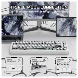 Attack Shark X82 Pro HE Mechanical Gaming Keyboard, Tri-Mode 2.4G Wired BT, 8K Polling Rate, Hall Effect Magnetic Switch, 5000mAh, White Comic