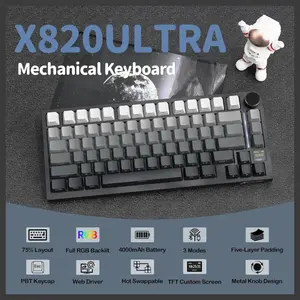 Attack Shark X820 Ultra Wireless Mechanical Keyboard 75% Hot Swappable Gaming Keyboard BT 2.4G Wired RGB PBT Keycaps Moonlight Gradient