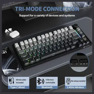 Attack Shark X820 Ultra Wireless Mechanical Keyboard 75% Hot Swappable Gaming Keyboard BT 2.4G Wired RGB PBT Keycaps Moonlight Gradient