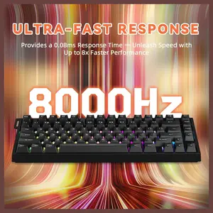 Attack Shark R82 HE Rapid Trigger Wired Mechanical Gaming Keyboard, 8K Polling, 0.005mm RT Accuracy, 256K Scan Rate, 5 Layer Sound Damped, Black