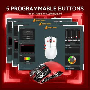 Attack Shark X11 Lightweight Wireless Gaming Mouse With RGB Charging Dock Tri-Mode 2.4G USB-C Wired BT, 22K DPI, PAW3311 Optical Sensor, 5 Programmable Buttons, Red