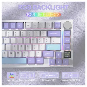 Attack Shark X820 Ultra Wireless Mechanical Keyboard, 75% Hot Swappable, BT 2.4G Wired, RGB, PBT Keycaps, Starlight White