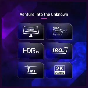 ViewSonic VX3418C-2K Curved Gaming Monitor, 34" UWQHD, 180Hz, 1ms MPRT, FreeSync Premium