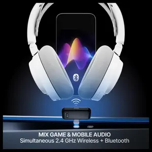 SteelSeries Arctis Nova 7 Wireless Gen 2 Gaming Headset, Real-Time App Control, 50+Hr Battery, Neodymium Magnetic Drivers, 2.4GHz and Bluetooth, PC PS5 PS4 Switch 1/2 Mobile, White 61731