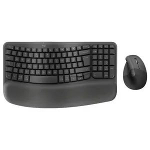 Logitech Wave Keys and Lift Vertical Mouse Ergonomic Wireless Keyboard and Mouse Combo Black 920-013635