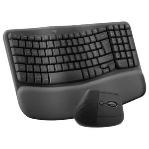 Logitech Wave Keys and Lift Vertical Mouse Ergonomic Wireless Keyboard and Mouse Combo Black 920-013635