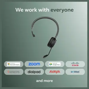 Jabra Evolve 65 TE Stereo Wireless Single-Ear Headphones Noise-Canceling Mic, 16hrs Battery Life, Dual Connectivity, Black