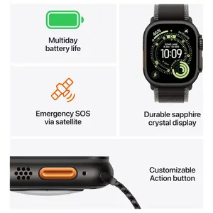Apple Watch Ultra 3 Running And Multisport Smartwatch 49mm Rugged Titanium Case Black Ocean Band