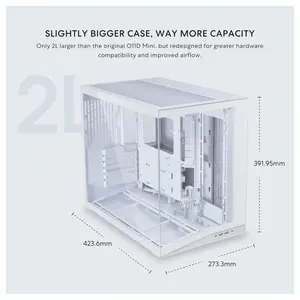 Lian Li O11 Dynamic Mini V2 Compact ATX Mid-Tower Airflow Computer Case White G99.O11DMIV2W.00
