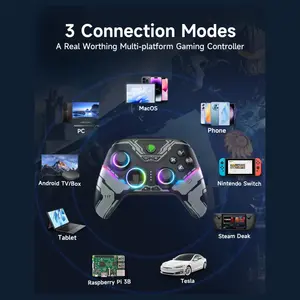 EasySMX X15 PC Controller, Tri-Mode Wireless Bluetooth, Hall Joysticks and Hall Triggers, RGB Lighting, 20 Hours Battery Life, Black