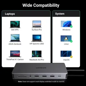 Ugreen Revodok Pro 313 Laptop Docking Station 13-in-1 4K Triple Display USB C Dock Dual HDMI and DP 10Gbps 100W PD Gigabit Ethernet SD and TF Card Reader 15978