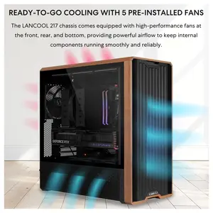 Lian Li Lancool 217 Mid-Tower ATX PC Case With 5 PWM Fans White G99.LAN217W.00