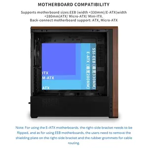 Lian Li LANCOOL 217 ATX Mid-Tower PC Case, 5 PWM Fans, Genuine Wood Panels, Back-Connect Ready, Flexible PSU Mounting, Black Walnut Wood, LAN217X