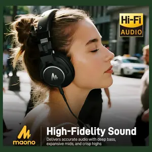 MAONO MH700 Gaming Headphones Over Ear Wired Headset 50mm Driver 3.5mm to 6.35mm Jack Black