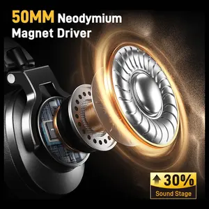 MAONO MH700 Gaming Headphones Over Ear Wired Headset 50mm Driver 3.5mm to 6.35mm Jack Black