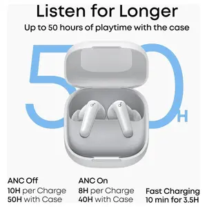 Soundcore R60i NC Wireless Earbuds Adaptive Noise Cancelling Hi-Res Audio With LDAC White