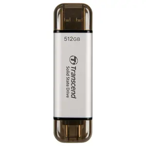 Transcend ESD310 512GB Dual USB Type-A and USB Type-C External SSD Up To 1050MB/s Black TS512GESD310S