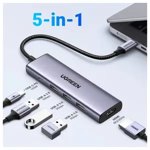 Ugreen USB C Hub 5-in-1 Multiport Adapter, 100W PD, 4K HDMI, 3x USB-A 5Gbps 15596
