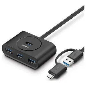 Ugreen USB Hub 4-Port USB 3.0 Hub with 1M Extension Cable OTG USB-C Plug Black 40850