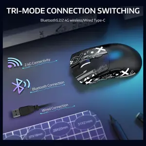 ATTACK SHARK R1 Wireless Gaming Mouse Tri-Mode 2.4G USB-C Wired Bluetooth 5.2 18000 DPI Black
