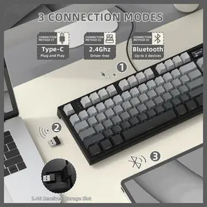 ATTACK SHARK K86 RGB Wireless Mechanical Keyboard, Hot-Swappable, 2.4GHz Bluetooth USB-C, TFT Color Display and CNC Knob, Moonlight