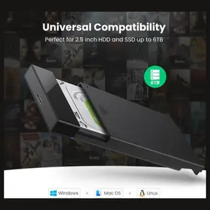 Ugreen 2.5 Inch Hard Drive Enclosure USB 3.0 To SATA III Adapter 5Gbps UASP Black 30848