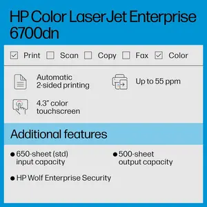 HP Color LaserJet Enterprise 6700dn Printer, 55 Ppm, 1200x1200 Dpi, Auto Duplex (Official Warranty)