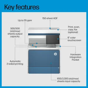 HP Color LaserJet Enterprise MFP 6800dn Multifunction Printer, Up To 55 Ppm, Auto Duplex Printing, 8-inch Color Touchscreen (Official Warranty)