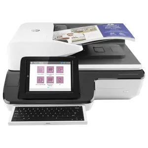 HP ScanJet Enterprise Flow N9120 fn2 Flat Surface Document Scanner, 8" Touchscreen, 120ppm 240ipm, 200 Sheets, Ethernet and USB, White (Official Warranty)